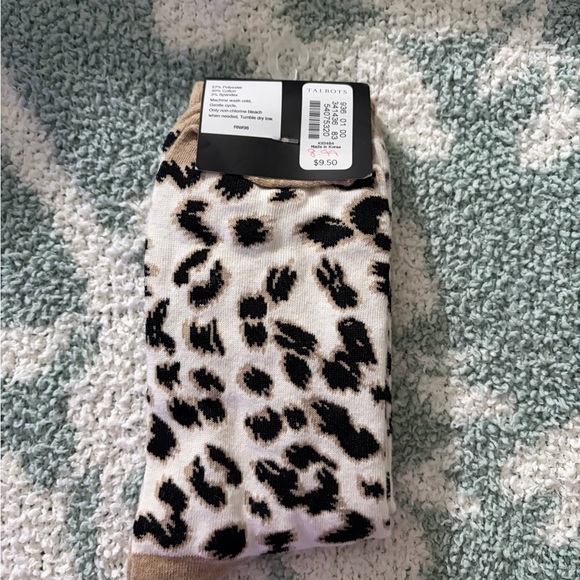Talbots Leopard Print Trouser Socks - Black and Cream - Picture 3 of 3